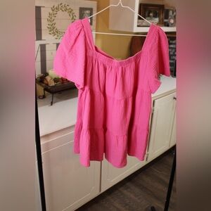 Hot Pink Tiered Babydoll Blouse 💗